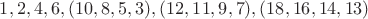 $$1, 2, 4, 6, (10, 8, 5, 3), (12, 11, 9, 7), (18, 16, 14, 13)$$