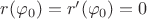$r(\varphi_0)=r'(\varphi_0)=0$