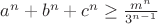 $a^n+b^n+c^n \ge  \frac{m^n}{3^{n-1}}$