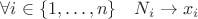 $\forall i\in\{1,\ldots,n\}\quad N_i\to x_i$