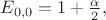 $E_{0,0}=1+\frac{\alpha}{2},$