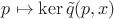 $p \mapsto \ker \tilde{q}(p,x)$