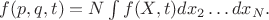 $f(p,q,t)=N\int f(X,t)dx_2\dots dx_N.$