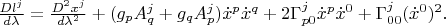 $\frac{Dl^{j}}{d\lambda}=\frac{D^{2}x^{j}}{d\lambda^{2}}+(g_{p}A^{j}_{q}+
g_{q}A^{j}_{p})\dot{x}^{p}\dot{x}^{q}+2\Gamma^{j}_{p0}\dot{x}^{p}\dot{x}^{0}
+\Gamma^{j}_{00}(\dot{x}^{0})^2.$