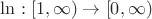 $\ln:[1,\infty)\to [0,\infty)$