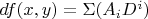 $df(x, y) =\Sigma (A_i  D^i)$