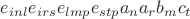 $e_{inl} e_{irs} e_{lmp} e_{stp}a_n a_r b_m c_t$