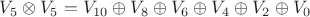 $V_5 \otimes V_5= V_{10} \oplus V_8 \oplus V_6 \oplus V_4 \oplus V_2 \oplus V_0$