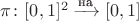 $\pi\colon[0,1]^2\xrightarrow{\text{на}}[0,1]$