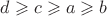$d\geqslant c\geqslant a\geqslant b$