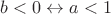 $b < 0 \leftrightarrow a < 1$