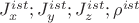 $ J^{ist}_{x} ; J^{ist}_{y} ; J^{ist}_{z} ; \rho^{ist}$