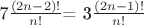 7$\frac {(2n-2)!} {n!}$= 3$\frac {(2n-1)!} {n!}$