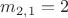 $m_{2,1}=2$