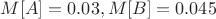 $M[A]=0.03, M[B]=0.045$