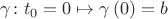 $\gamma \colon t_{0}=0 \mapsto \gamma \left(0 \right)=b$