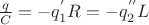 $\frac{q}{C}=-q_1^{'} R = -q_2^{''} L$