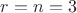 $r=n=3$