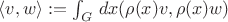 $\langle v,w\rangle:=\int_G\,dx(\rho(x)v,\rho(x)w)$ $\langle v,w\rangle:=\int_G\,dx(\rho(x)v,\rho(x)w)$