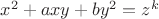 $x^2+axy+by^2=z^k$