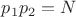 $p_1 p_2 = N$