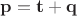 $\mathbf p=\mathbf t+\mathbf q$