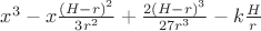 $x^3 - x \frac{(H-r)^2} {3r^2} + \frac {2(H-r)^3} {27r^3} -k \frac{H} {r}$
