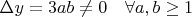 $ \Delta y = 3ab \neq 0 \quad \forall a, b \geq 1$