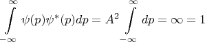 $$\int\limits_{-\infty}^{\infty}\psi(p)\psi^*(p)dp=A^2\int\limits_{-\infty}^{\infty}dp=\infty=1$$