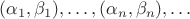 $(\alpha_1,\beta_1), \dots, (\alpha_n,\beta_n), \dots$