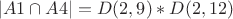 $$
|A1 \cap A4| = D(2,9)*D(2,12)
$$