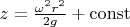 $z=\frac{\omega^2r^2}{2g}+\operatorname{const}$