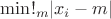 $\min!_m |x_i-m|$