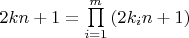 $2kn+1=\prod\limits_{i=1}^m{(2k_in+1)}$