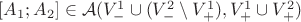 $[A_1; A_2] \in \mathcal A(V_-^1 \cup (V_-^2 \setminus V_+^1), V_+^1 \cup V_+^2)$