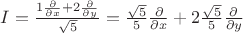 $I = \frac{1 \frac{\partial}{\partial x} + 2 \frac{\partial}{\partial y}}{\sqrt{5}} = \frac{\sqrt{5}}{5} \frac{\partial}{\partial x} + 2 \frac{\sqrt{5}}{5} \frac{\partial}{\partial y}$