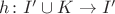 $h\colon I'\cup K\to I'$