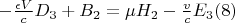 $-\frac{\epsilon V}{c}D_3+B_2=\mu H_2-\frac{v}{c}E_3\eqno (8)$