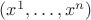 $(x^{1},\ldots,x^{n})$