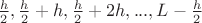 $\frac h 2, \frac h 2+h, \frac h 2+2h, ..., L-\frac h 2$