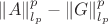 $\left\| A \right\|_{l_p }^p  - \left\| G \right\|_{l_p }^p $