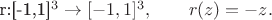 r:[-1,1]^3\to[-1,1]^3,\qquad r(z)=-z.