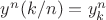 $y^n(k/n) = y_k^n$