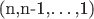 (n,n-1,\ldots,1)