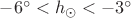 $-6^\circ < h_\odot < -3^\circ$