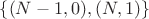 $\{(N-1, 0), (N,1)\}$