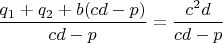 $\dfrac{q_1+q_2+b(cd-p)}{cd-p}=\dfrac{c^2d}{cd-p}$