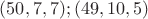 $(50,7,7);(49,10,5)$
