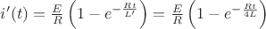 $i'(t)=\frac{E}{R}\left(1-e^{-\frac{Rt}{L'}}\right)=\frac{E}{R}\left(1-e^{-\frac{Rt}{4L}}\right)$