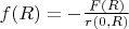 $f(R)=-\frac{F(R)}{r(0,R)}$